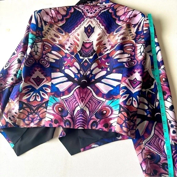 Bebe Womens Jacket size Large butterfly floral print - Picture 7 of 13